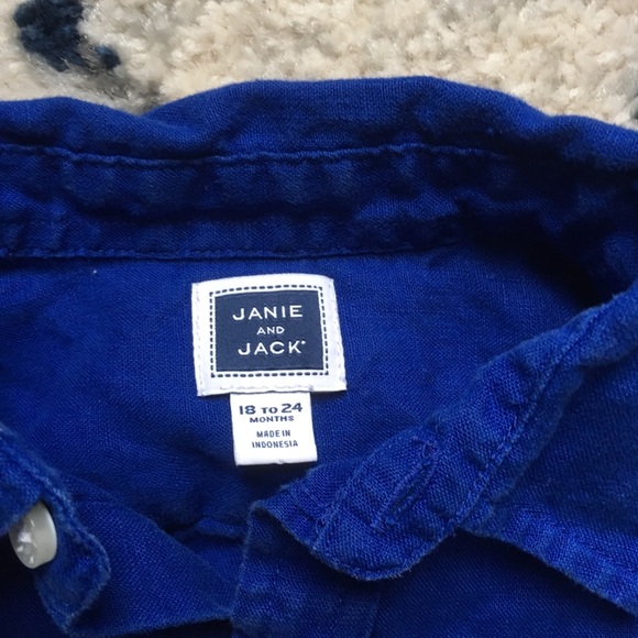 Janie and Jack sz 18-24m boy blue linen buttondown - Picture 2 of 4